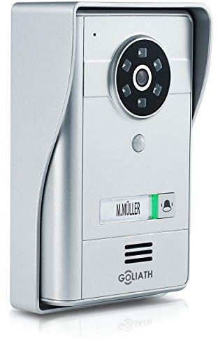 Goliath Funk Video Türklingel mit Kamera und Türöffner, Aufputz Türstation, Bewegungsmelder, Nachtsicht, Drahtlos, 1 Familienhaus, AV-VTF04-A