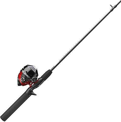 Zebco 202 Spincast Reel and Fishing Rod Combo, 5-Foot 6-Inch 2-Piece Fishing Pole, Size 30 Reel, Right-Hand Retrieve, Pre-Spooled with 10-Pound Cajun Line, Black/Red