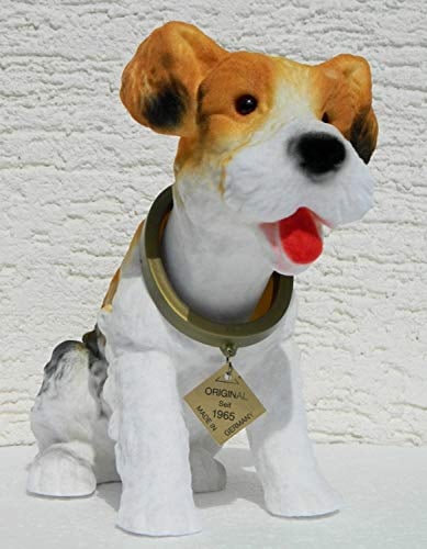 RAKSO Wackel Figur Hund Fox Terrier Wackelfigur H 20,5cm groß Dekofigur mit Wackelkopf
