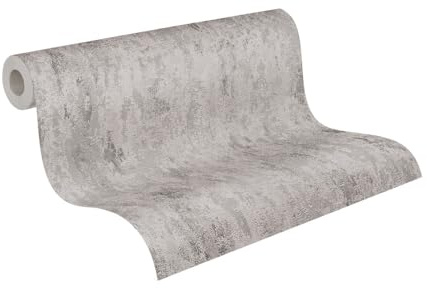 A.S. Création Plain Wallpaper Trendwall 2 Non-Woven Wallpaper 10.05 m x 0.53 m Grey Silver Made in Germany 326516 32651-6