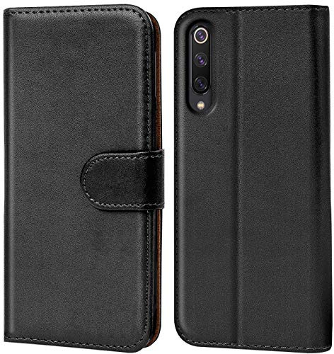 Verco Handyhülle für Xiaomi Mi 9 SE Hülle Wallet Case Kartenfach, Schwarz | Klapphülle klappbar, Book Case Handy Tasche, Schutzhülle mit Kartenslots, Aufstellfunktion, Flip Case Brieftasche