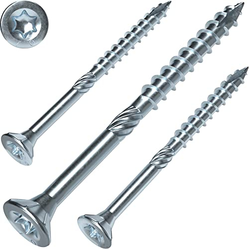 Screw Rebel Holzbauschrauben 5,0 x 80 mm ETA Zulassung - Senkkopfschraube, hell verzinkt, 200 Stück
