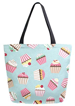 Mnsruu Cupcake-Handtasche, wiederverwendbar, für Damen, große Handtasche, Schultertasche für Einkäufe, Lebensmittel, Reisen, Outdoor