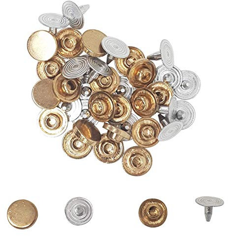 Trimming Shop Flach Kopf Nieten Messing Hut Denim & Leder Nieten Nieten für Dekoration Jeans, Röcke, Handtasche, Bekleidung, Lederwaren - Bronze, 6mm
