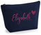 Personalisiert Name Initialen & Herz Kosmetiktasche Damen Schminktasche für Handtasche Makeup Tasche - Glitter oder Flocke Material Druck - Rosa Glitzer - L | Marine Blau