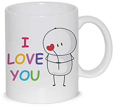 thedifferent Tazza Mug I Love You Ti Amo Omino con Cuore Fidanzati Thè/Latte - Idea Regalo