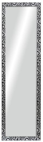 CHELY INTERMARKET MOD144 Espejo Pared Cuerpo Entero Decorativo Estilo Clásico para Salón Dormitorio Elegante Marco Relieve Negro Plata 35x140 cm Incluye Kit Colgar Fabricado España