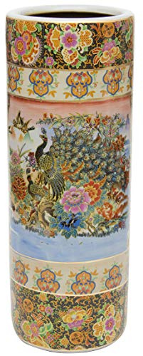 Red Lantern 24 Satsuma Peacock Porcelain Umbrella Stand