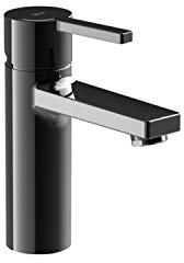 Roca Naia Grifería para lavabo con tecnología Cold Start, grifo monomando de repisa con enlaces de alimentación flexibles, mezclador de cuarto de baño de fácil instalación, negro titanio, A5A3A96CN0