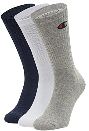 Champion Core 3PP Crew Calzini, Unisex - Adulto, Blu (Marino)/Bianco/Grigio (Melange Chiaro), 35-38 EU
