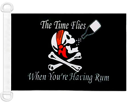AZ FLAG Bootsflagge Pirat Mit Rum 45x30 cm, Aussenverwendung - Piraten Totenkopf Bootsfahne Aus Gestricktem Polyester Mit Plastikringen