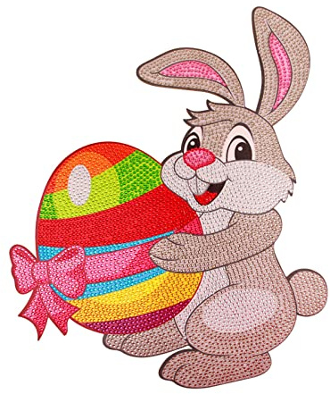 EXQULEG DIY Diamond Painting Ostern Hase, 5D Diamant Painting, Diamant malerei Kits, Ostern Deko Geschenk für Kinder Erwachsene Home Wand Decor (B (28x33cm?)