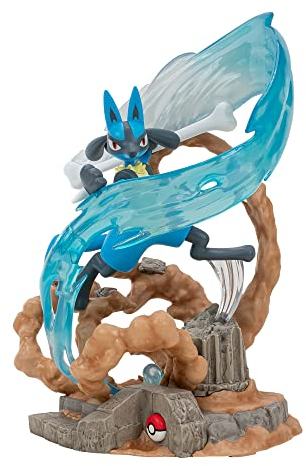 Pokémon PKW2732 -Deluxe Sammler Statue - Lucario, offizielle Sammelfigur
