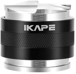 IKAPE Coffee Products, 53mm Coffee Distributor & Hand Tamper, Adjustable Depth Espresso Distributor Fits All 53mm Espresso Portafilter, Compatible with 54MM Breville Bottomless Portafilter (Black)