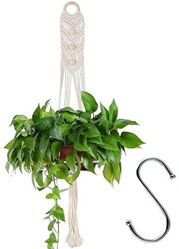 Eyerayo Plant Hanger,Macrame Hanging Plant Holder Wall Ceiling Plants Hanger Boho Cotton Rope Flower Pot Hangers Basket for Outdoor Indoor Decor