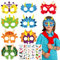 BHGT 8 Stück Dinosaurier Masken Filz Tiermasken für Kinder mit 10 Blätter Dino Tattoo Dinosmasken Party Mitgebsel für Karneval Fasching Kindergeburtstag Mottoparty Halloween