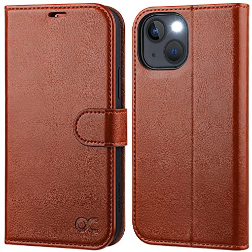 OCASE for iPhone 14 Case, Detachable 2 in 1 PU Leather Wallet, Brown | Flip Phone Cover with Shockproof TPU Inner Shell, Kickstand, RFID Blocking, Card Holders for 6.1 Inch iPhone 14