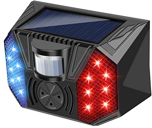 DINOWIN Solar Alarmanlage with Bewegungsmelder Wasserfest 129dB Horn Strobe Sirene Alarmleuchte Warnung Blinklicht Für Haus, Lager, Privatplatz, yard (1 Stück)