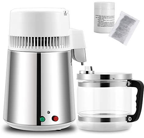 Spolehli Destilliergerät Wasser Destilliergerät 4L Edelstahl Wasserdestillierer Wasser-destilliergerät Wasserdestilliergeräte Water Distiller für Reinwasser Destillieren zu Hause mit Glaskanne 220V