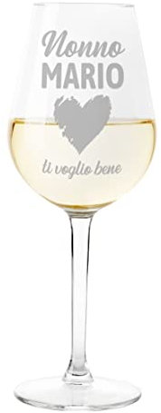 Colorfamily Calice Personalizzato Vino Ti voglio bene Nonno PERSONALIZZABILE con nome Compleanno Natale Matrimonio Fidanzamento - Bicchiere in Vetro 500 ml