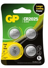 CR2025 - Set da 4 | GP Lithium | Batterie al Litio a bottone CR 2025 da 3V - Lunga Durata