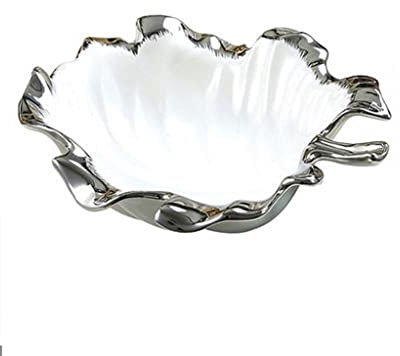 RAZZUM Electroplating Ceramic Leaf-shaped Dinner Plate Porcelain Tray Tableware Container Craft Accessories Kitchenware