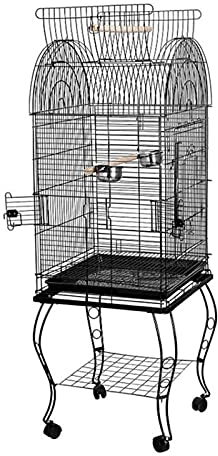 SUNESA Vogelvoliere vogelkäfige 59 * 59 * 150 cm Vogelkäfiggarten Garten Außenkapitalkäfig Nest Schmiedeeisen Vogelkäfig mit 4 Rollen Vogelhaus