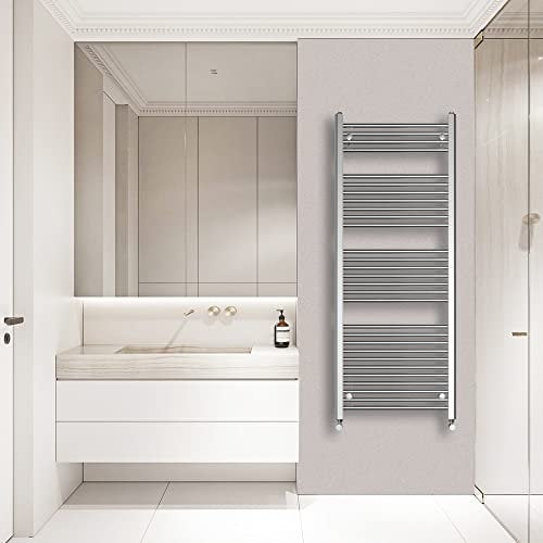 Warmehaus Straight Heated Towel Rail Radiator Ladder Chrome 1500x600mm Central Heating Radiators for Bathroom Kitchen
