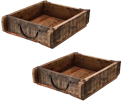 Novaliv 2x Holzkiste Vintage 30 x 25 x 8 cm Alte Ziegelform Holz Groß Allzweckkiste aus recyceltem Altholz Jede Form EIN Unikat ? Vintage Kiste Deko