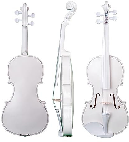 Anfänger Geige 4/4 Akustische Violine In Voller Größe, Lindenholz-Geige, Schwarze Massivholz-Geige Mit Tragetasche, Brasilholz-Bogen (Color : White)