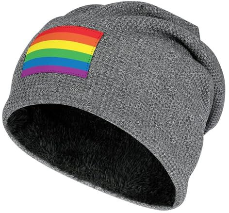 HABXNJF Slouch Beanie Mütze Rainbow Peace Love Beanie Mütze Skull Cap für Winter Herren Damen, dunkelgrau-Regenbogen Frieden Liebe, One size