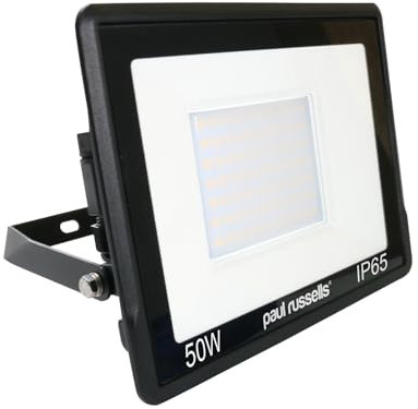 paul russells 50W LED Outdoor Floodlight - 5000LM Bright Security Lights, IP65 Waterproof, Daylight 6500K White, Garden & Outdoor Wall Lights for Garden, Garage Lighting, Warehouse, Energy-Efficient