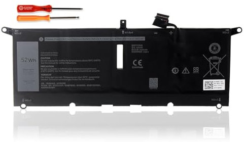 LUSONBAY DXGH8 Laptop Battery Replacement for Dell XPS 13 7390 9370 9380 Inspiron 7391 7390 2-In-1 New Battery DXGH8 0H754V H754V 0V48RM V48RM HK6N5 7.6V/52Wh