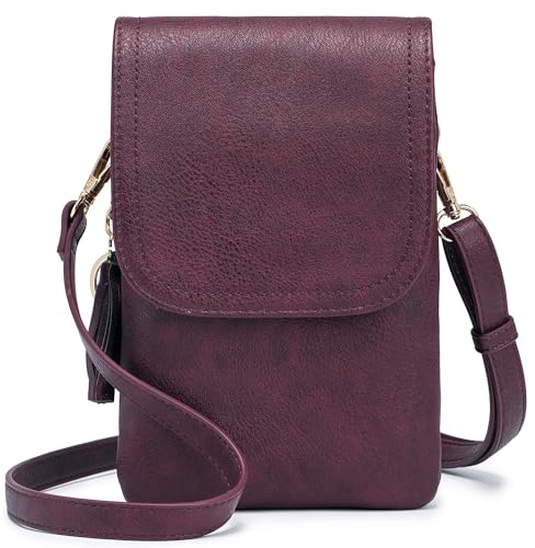 Roulens kleine Handy Umhängetasche Damen, Handytasche mit Geldbörse zum Umhängen, PU Leder Tasche damen für Frauen Designer, verstellbarer Riemen und Schlüsselanhänger