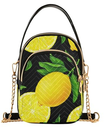 MCHIVER Gelbe Zitrone Crossbody Tasche für Frauen Handy Geldbörse Geldbörse mit abnehmbarer Kette Schulter Handtasche für Reise Telefon Arbeit Pass, Gelbe Zitrone.