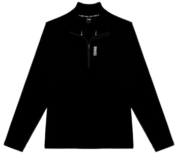 Colmar Herren-Ski-Sweatshirt aus Stretch-Fleece mit halbem Reißverschluss, Schwarz, Schwarz