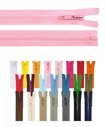 Reißverschluss teilbar Jackenreißverschluss Kunststoff Krampe Zähne grob 5mm Jacken Mantel Taschen Rosa 75cm