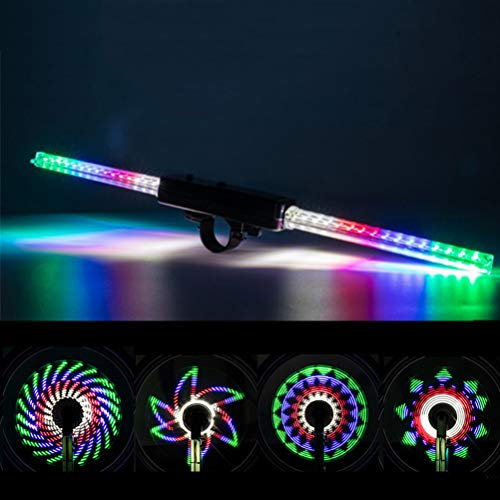 SUNGOOYUE Luces LED para Rueda de Bicicleta, Luces de Llanta de Rueda ABS Impermeables, Luces para Radios con 64 LED y 30 Patrones depara Bicicleta (Colorful)