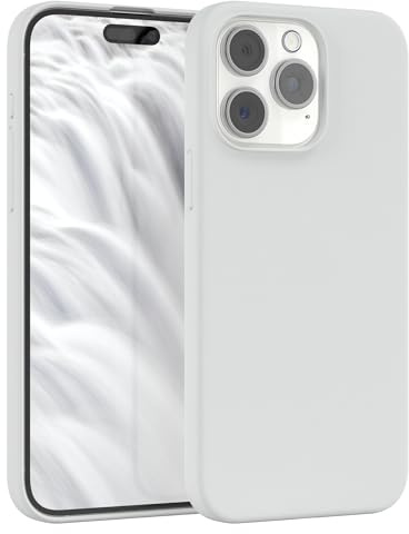 EAZY CASE Premium Silikon Handyhülle kompatibel mit iPhone 15 Pro Max Slimcover mit Kameraschutz und Innenfutter, Silikonhülle, Schutzhülle, Bumper, Handy Case, Hülle, Softcase, Weiß