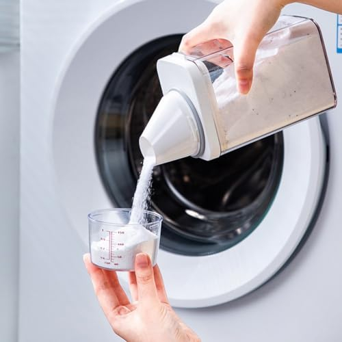 Sileduove Laundry Detergent Storage Dispenser, Washing Powder Storage Box Bottle, Airtight Detergent Dispenser with Measuring Cup, Multi-Purpose Washing Powder Dispenser, Laundry Detergent Container