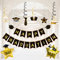 Ballons Abschluss Deko Set 2024 Abschlussdekorationen, 36 Abschluss Deko, Schwarz und Gold, Glückwunsch-Abschlussbanner, Buchstabenfahnen, PVC-Pull-Blumen-Wimpelgirlande, Spiraldekoration, Abschluss