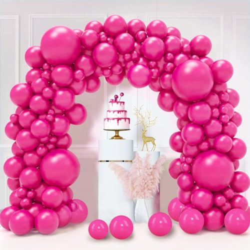 Ballon Rose Fushia, 130 Pièces Kit Arche Ballon Rose Rouge, 18 12 10 5 pouce Guirlande Ballons Rose Vif, Latex Helium Gonflable Ballons Anniversaire Mariage Evjf Décorations