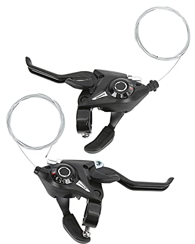 POENVFPO Fahrrad Schalthebel, Scheibenbremshebel mit Schaltkabel Links Rechts Bremshebel-Schalthebel-Kits für Rennräder, Mountainbikes (3X8 24 Geschwindigkeit)