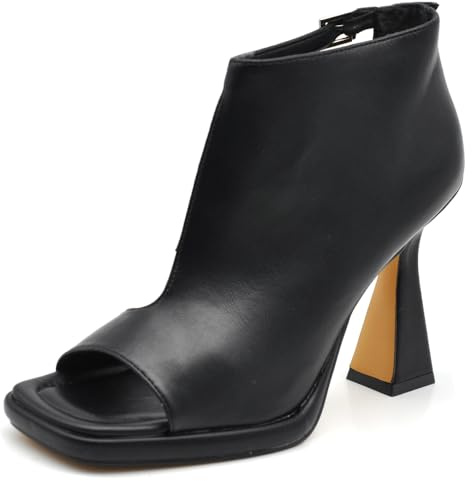 Stivaletti Scarpe da Donna Sandali A Tronchetti Spuntati da Sera Cerimonia Matrimonio Tacco A Rocchetto S669 Nero N.38