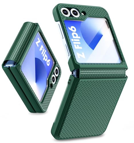 Vansdon Cover Compatibile con Samsung Galaxy Z Flip 6, con Meccanismo Pieghevole e Protezione per lo Schermo, [Antiscivolo e Senza Impronte Digitali][Protezione Militare Antiurto] - Verde