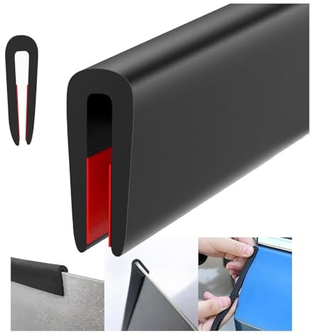 Kantenschutz für Bleche, Selbstklebend Kantenschutz Gummi, Kantenschutzprofil, Kederband, U Profil Kunststoff, Gummilippe für Bleche Glasscheiben Auto Blechschutzkante(Schwarz 6.5m×1.6mm)