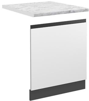 Vicco Frontblende R-Line, Geschirrspüler Fronttür, Weiß/Anthrazit, AP Marmor