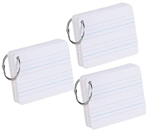 Vaguelly 3stücke Englische Wortkarte Mit Pinyin Blankokarte Beidseitig Beschreibbar Umweltfreundliches Papier Praktisch Für Schüler Eisenring-Design Weiße Farbe