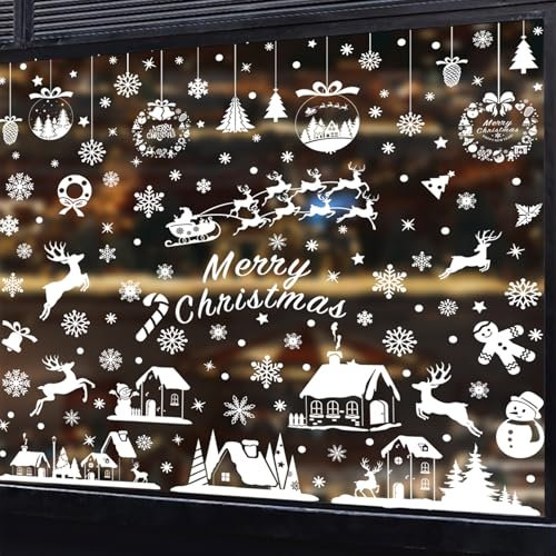414 Fensterbilder Weihnachten Häuser – Weihnachtsdeko Fenster, Weihnachtsfenster Bilder, Fenstersticker Weihnachten, Weihnachts Fensterbilder, Fensterdeko Weihnachten, Schneeflocken, Winter, Weiß