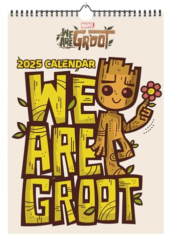 Grupo Erik Kalender 2025 Wandkalender 2025 Marvel Groot Kalender- A3 Kalender 2025 Familienplaner 29,7 x 42 cm 12 Monate - Offizieller Marvel Fanartikel